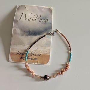 Rosequartz, pyrite and chrysoprase bracelet